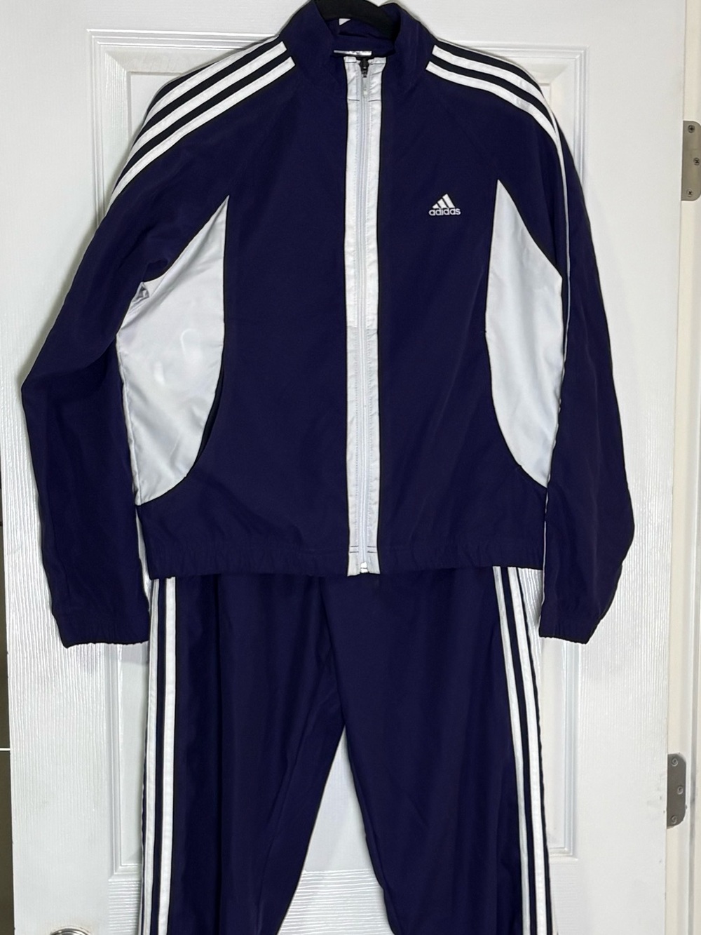 adidas Purple and White Two-Piece Track Suit